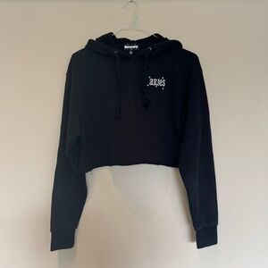 Dolls Kill Aries Black Cropped Hoodie